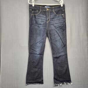 Democracy Jeans Womens 12 Ab solution Blue Dark Wash Raw Hem Stretch 27" Inseam